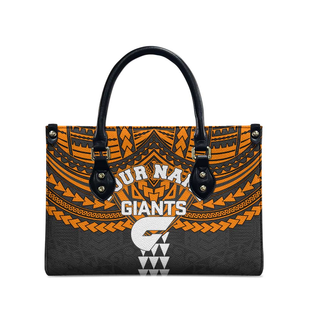 Personalized GWS Giants Leather Bag Polynesian Tribal Pattern Heritage Football