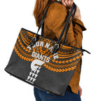Personalized GWS Giants Leather Tote Bag Polynesian Tribal Pattern Heritage Football