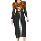 Personalized GWS Giants Long Sleeve Bodycon Dress Polynesian Tribal Pattern Heritage Football
