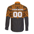 Personalized GWS Giants Long Sleeve Button Shirt Polynesian Tribal Pattern Heritage Football
