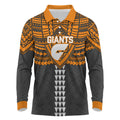 Personalized GWS Giants Long Sleeve Polo Shirt Polynesian Tribal Pattern Heritage Football