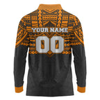 Personalized GWS Giants Long Sleeve Polo Shirt Polynesian Tribal Pattern Heritage Football