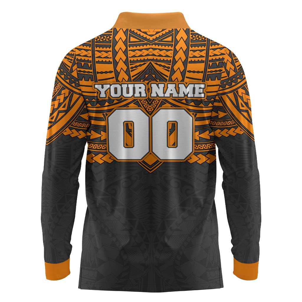 Personalized GWS Giants Long Sleeve Polo Shirt Polynesian Tribal Pattern Heritage Football