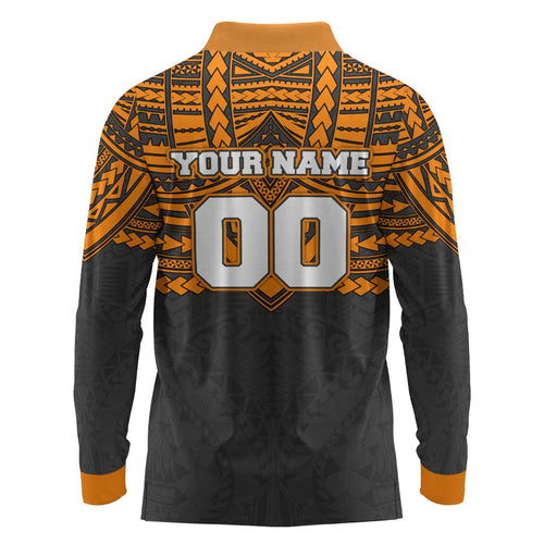 Personalized GWS Giants Long Sleeve Polo Shirt Polynesian Tribal Pattern Heritage Football