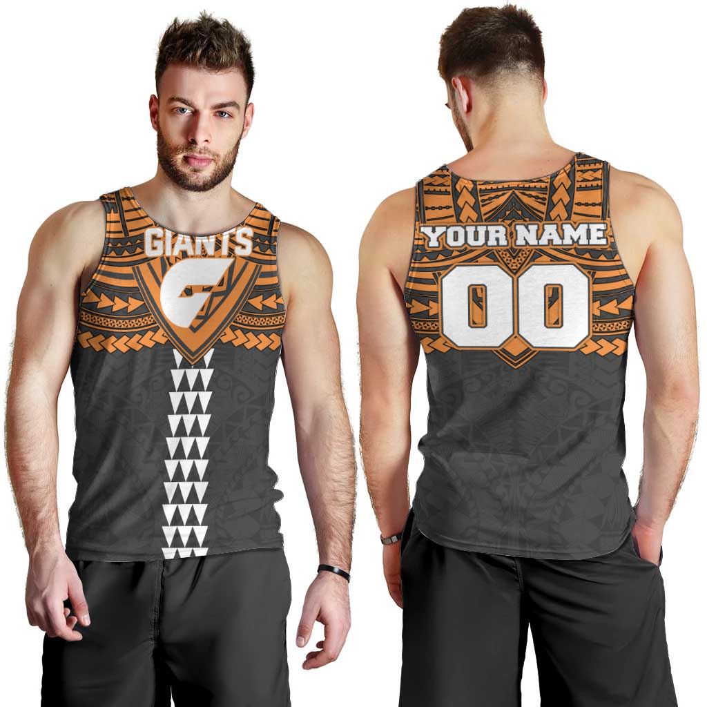 Personalized GWS Giants Men Tank Top Polynesian Tribal Pattern Heritage Football