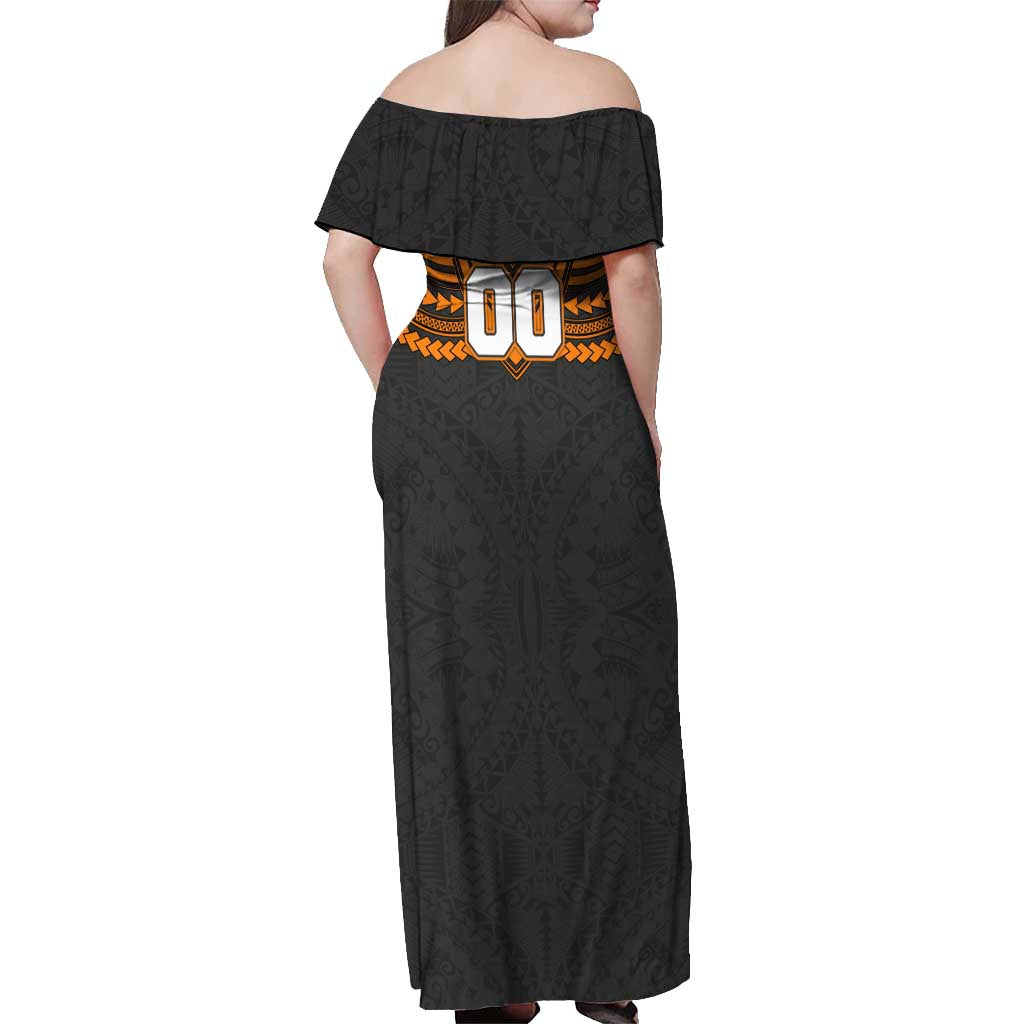 Personalized GWS Giants Off Shoulder Maxi Dress Polynesian Tribal Pattern Heritage Football
