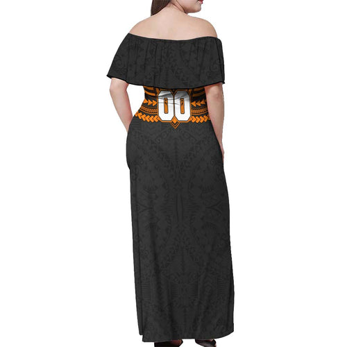 Personalized GWS Giants Off Shoulder Maxi Dress Polynesian Tribal Pattern Heritage Football