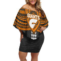 Personalized GWS Giants Off Shoulder Short Dress Polynesian Tribal Pattern Heritage Football