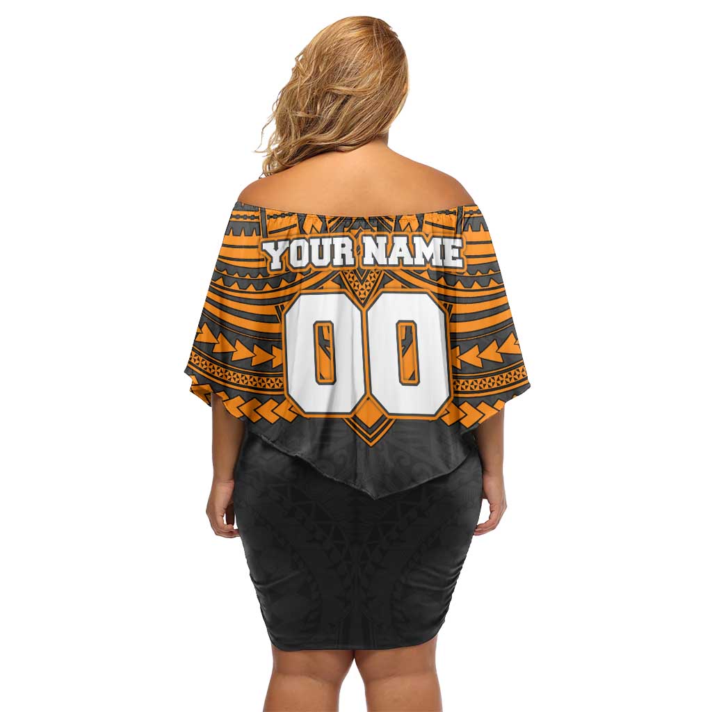 Personalized GWS Giants Off Shoulder Short Dress Polynesian Tribal Pattern Heritage Football