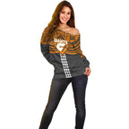 Personalized GWS Giants Off Shoulder Sweater Polynesian Tribal Pattern Heritage Football