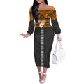 Personalized GWS Giants Off The Shoulder Long Sleeve Dress Polynesian Tribal Pattern Heritage Football