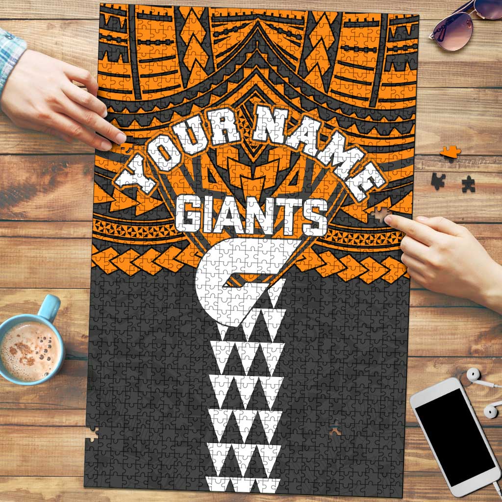 Personalized GWS Giants Puzzle Polynesian Tribal Pattern Heritage Football