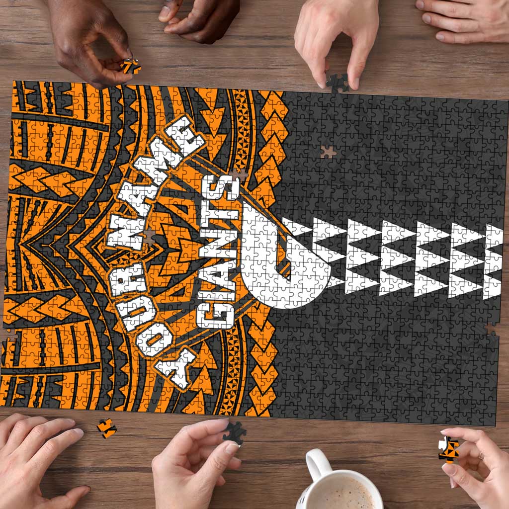 Personalized GWS Giants Puzzle Polynesian Tribal Pattern Heritage Football