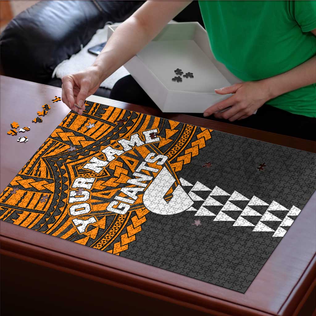 Personalized GWS Giants Puzzle Polynesian Tribal Pattern Heritage Football