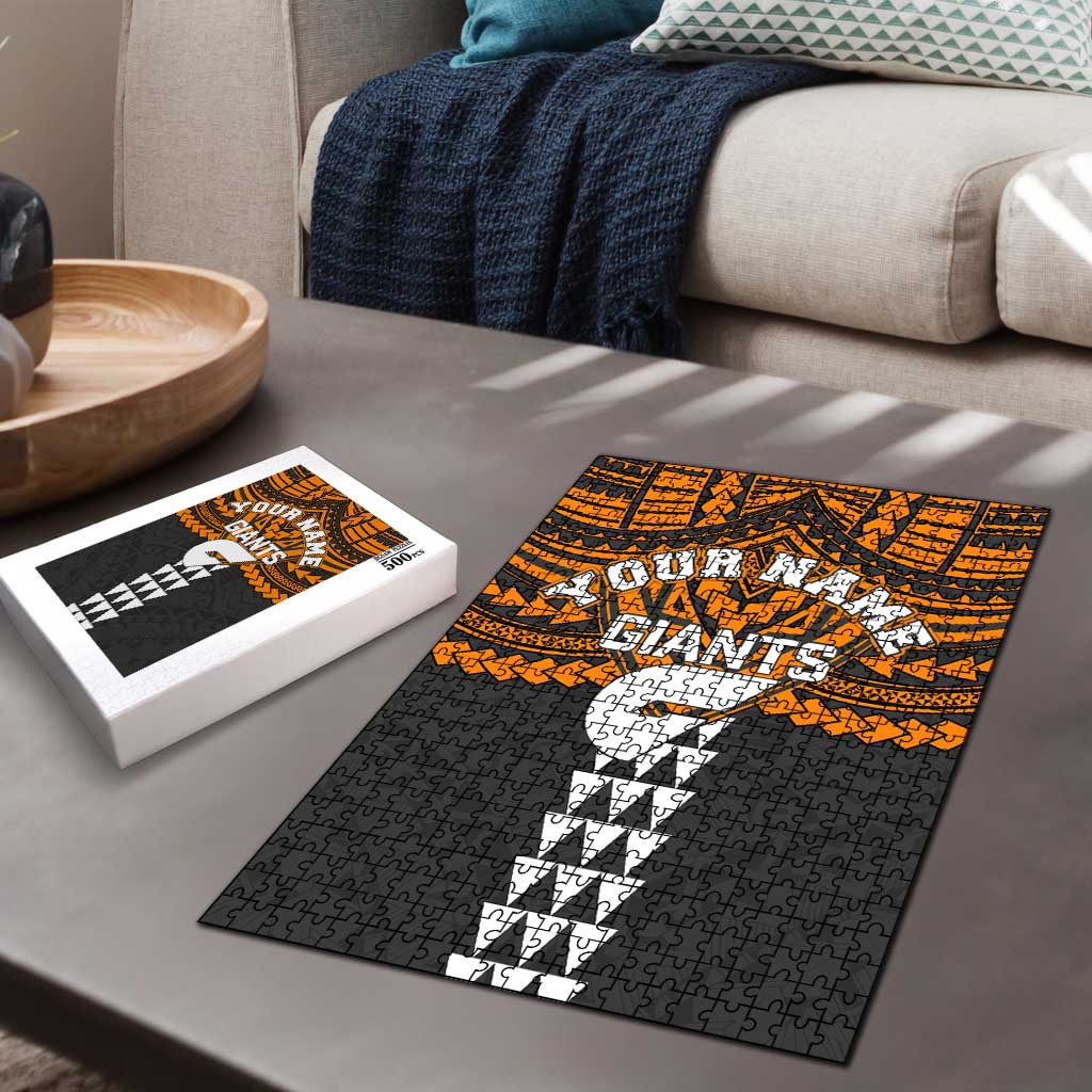 Personalized GWS Giants Puzzle Polynesian Tribal Pattern Heritage Football