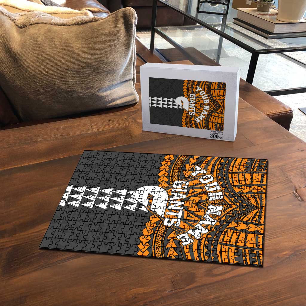 Personalized GWS Giants Puzzle Polynesian Tribal Pattern Heritage Football