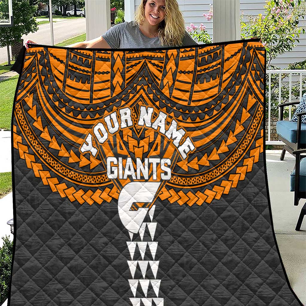 Personalized GWS Giants Quilt Polynesian Tribal Pattern Heritage Football