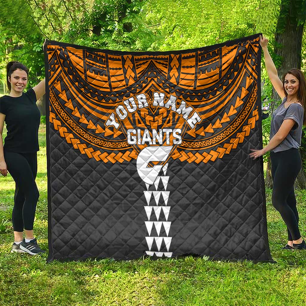 Personalized GWS Giants Quilt Polynesian Tribal Pattern Heritage Football
