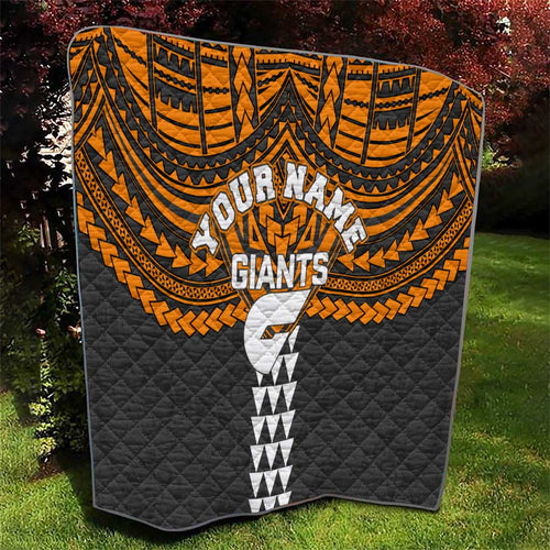Personalized GWS Giants Quilt Polynesian Tribal Pattern Heritage Football