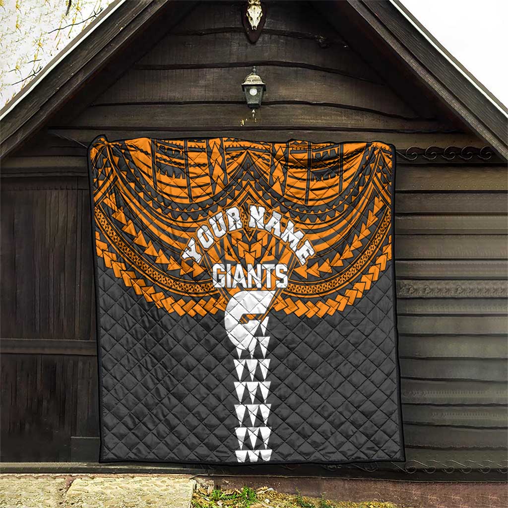 Personalized GWS Giants Quilt Polynesian Tribal Pattern Heritage Football