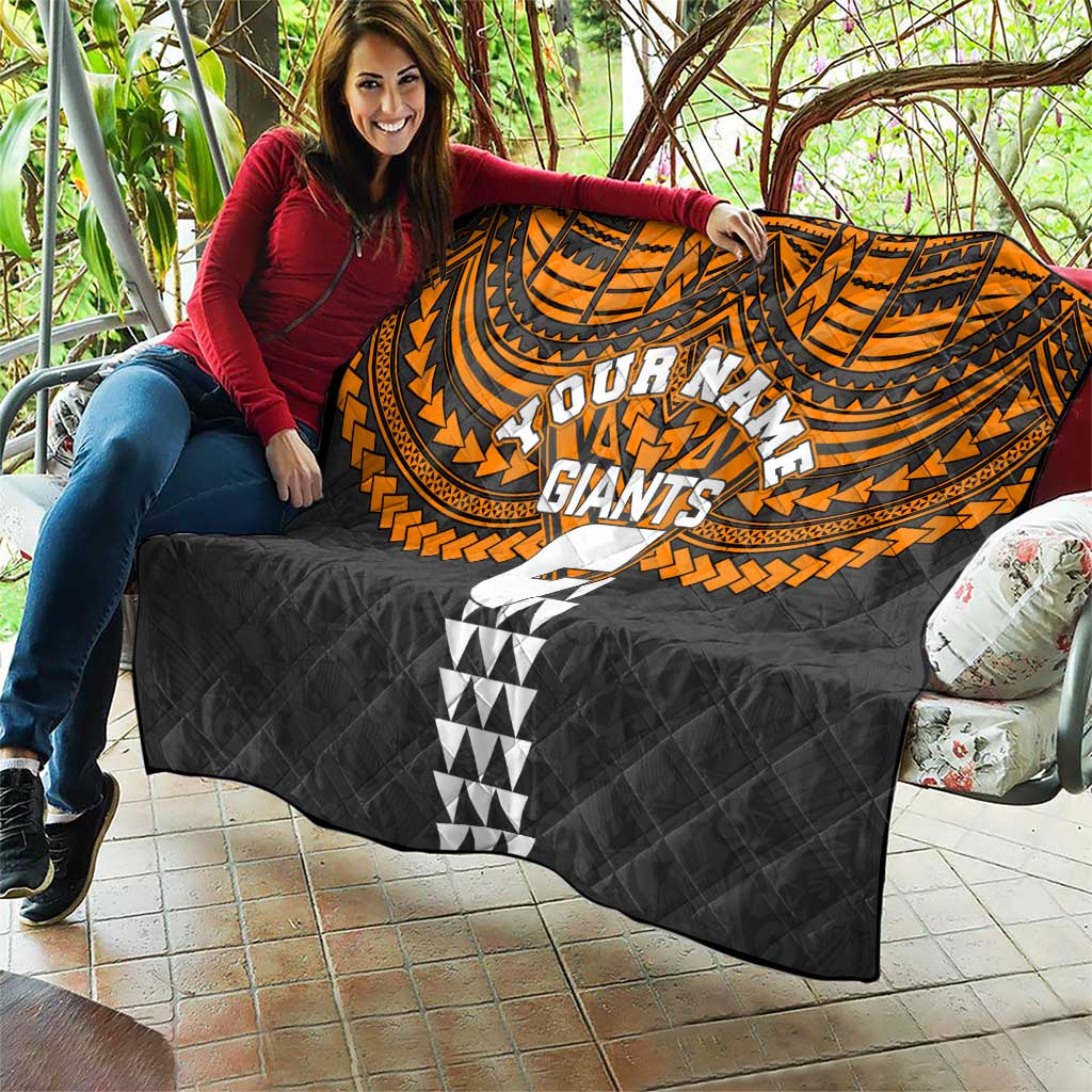 Personalized GWS Giants Quilt Polynesian Tribal Pattern Heritage Football