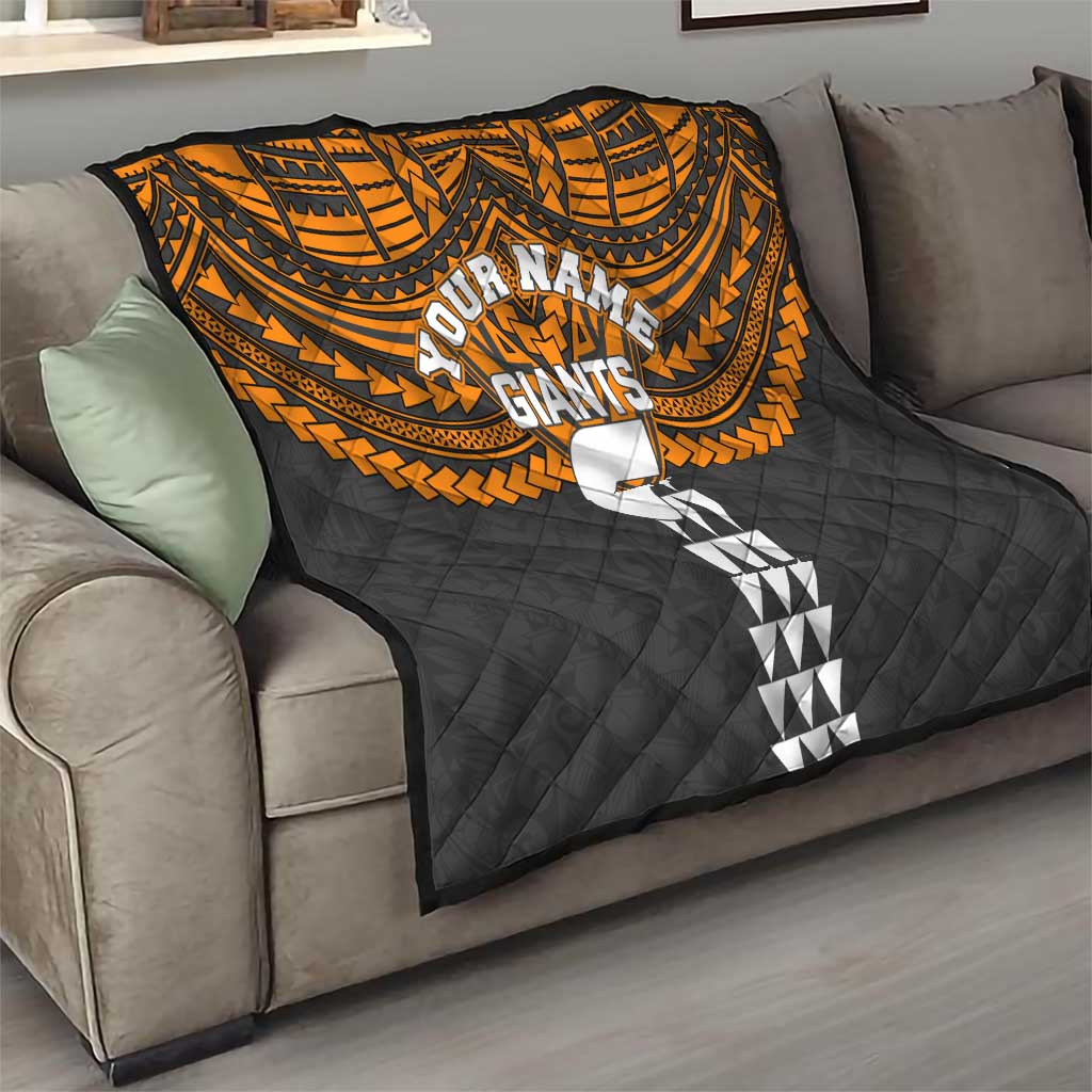 Personalized GWS Giants Quilt Polynesian Tribal Pattern Heritage Football
