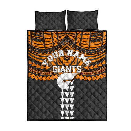 Personalized GWS Giants Quilt Bed Set Polynesian Tribal Pattern Heritage Football
