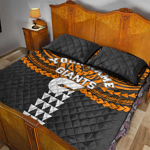Personalized GWS Giants Quilt Bed Set Polynesian Tribal Pattern Heritage Football