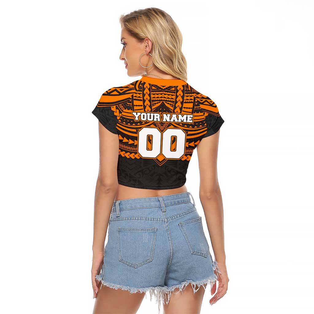 Personalized GWS Giants Raglan Cropped T Shirt Polynesian Tribal Pattern Heritage Football