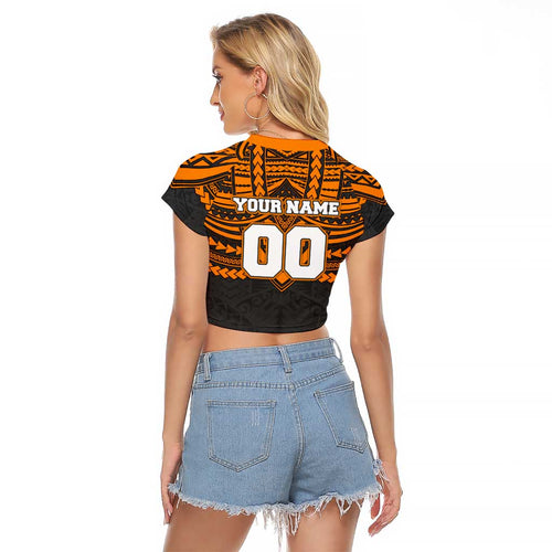 Personalized GWS Giants Raglan Cropped T Shirt Polynesian Tribal Pattern Heritage Football