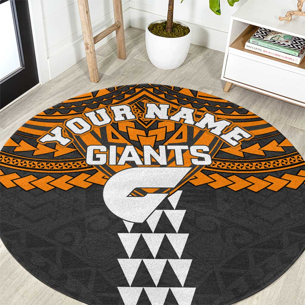 Personalized GWS Giants Round Carpet Polynesian Tribal Pattern Heritage Football