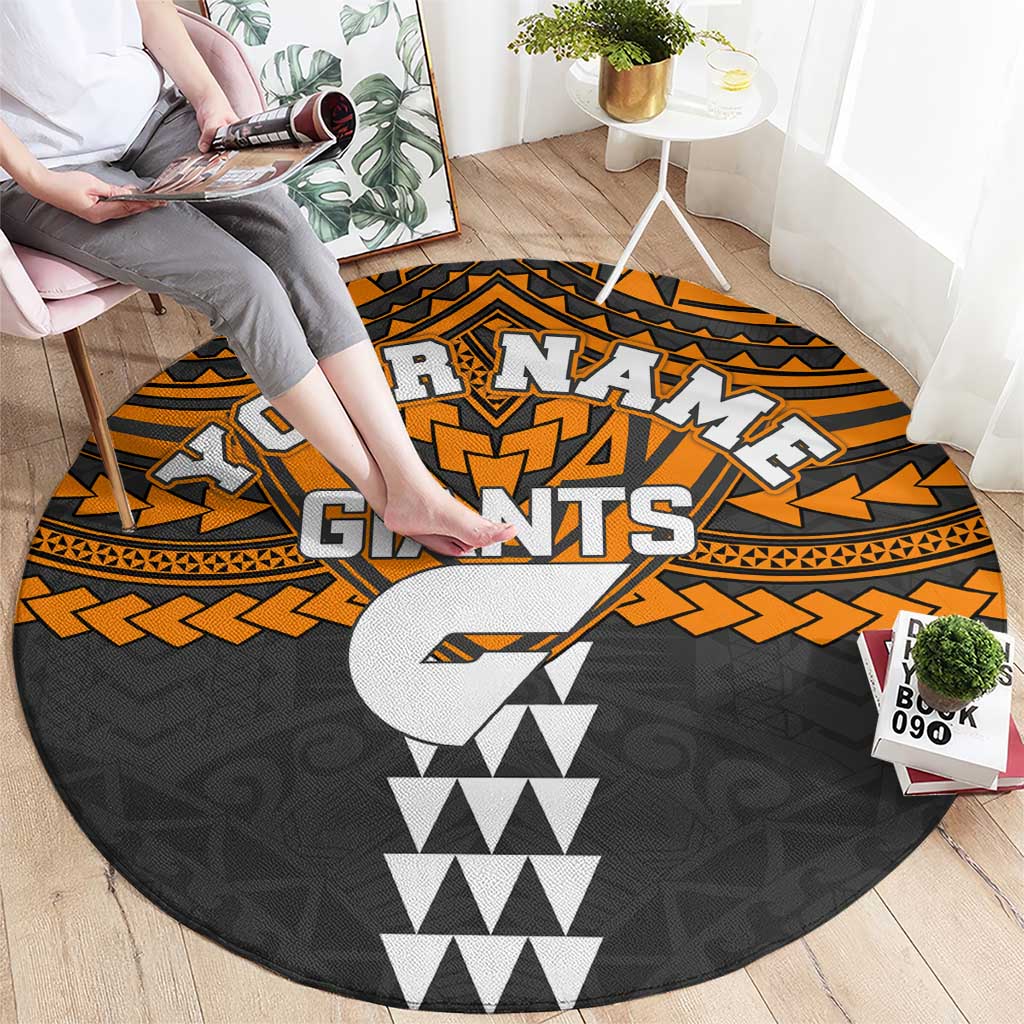 Personalized GWS Giants Round Carpet Polynesian Tribal Pattern Heritage Football