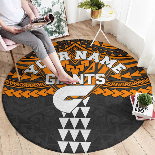 Personalized GWS Giants Round Carpet Polynesian Tribal Pattern Heritage Football