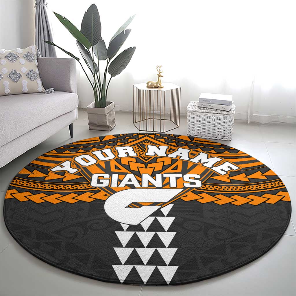 Personalized GWS Giants Round Carpet Polynesian Tribal Pattern Heritage Football