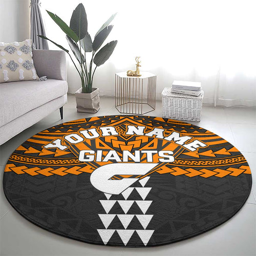 Personalized GWS Giants Round Carpet Polynesian Tribal Pattern Heritage Football