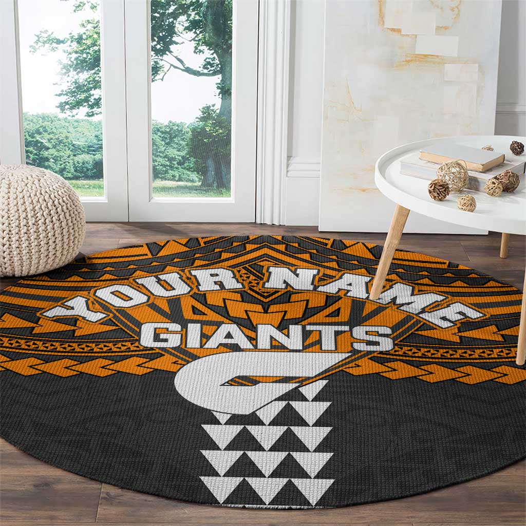 Personalized GWS Giants Round Carpet Polynesian Tribal Pattern Heritage Football