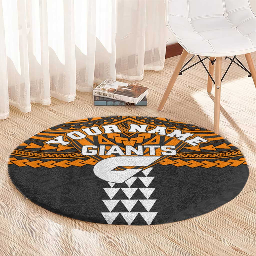Personalized GWS Giants Round Carpet Polynesian Tribal Pattern Heritage Football