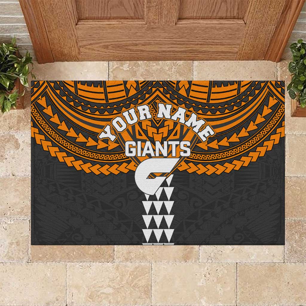Personalized GWS Giants Rubber Doormat Polynesian Tribal Pattern Heritage Football