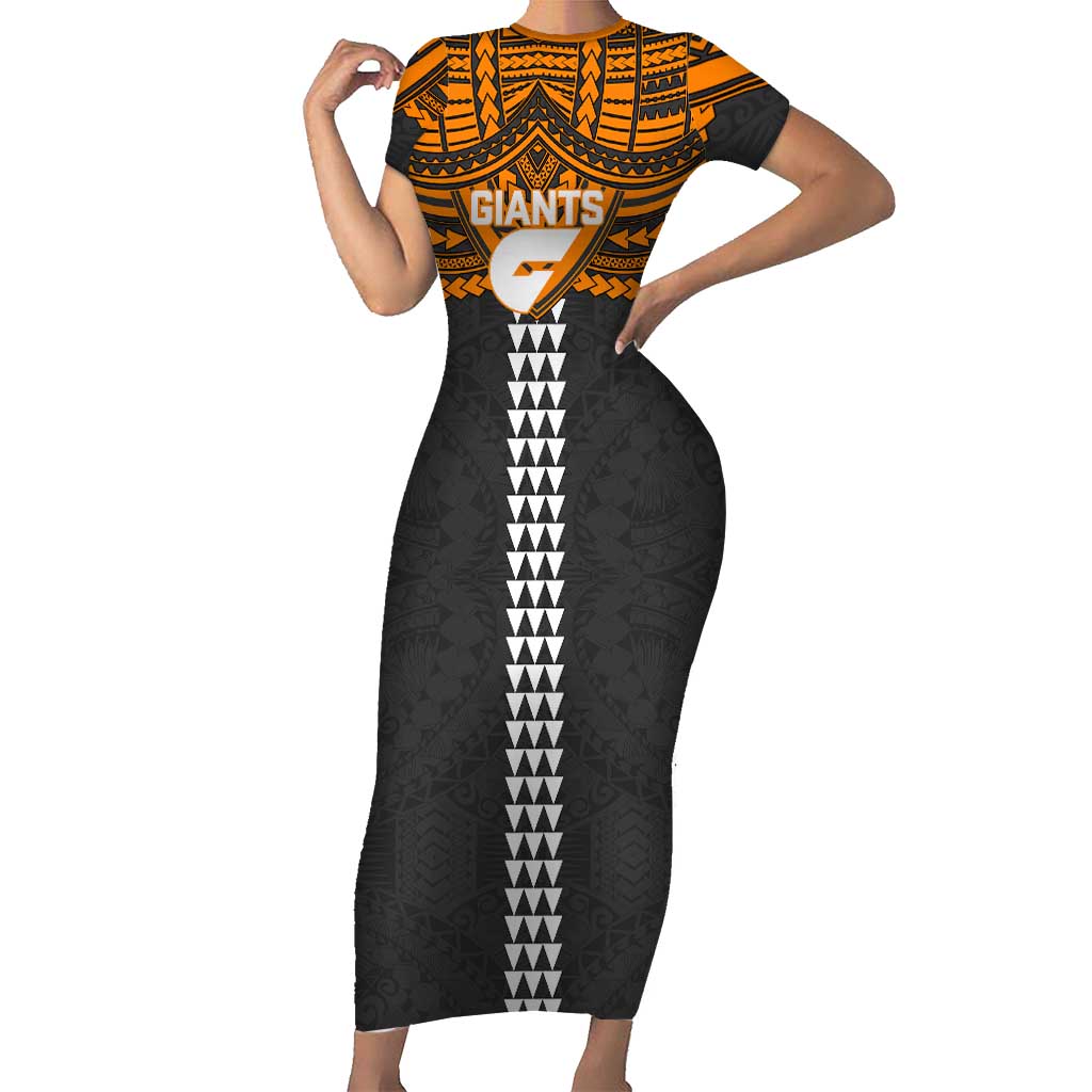 Personalized GWS Giants Short Sleeve Bodycon Dress Polynesian Tribal Pattern Heritage Football