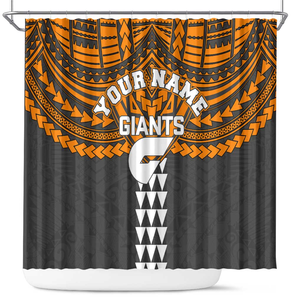 Personalized GWS Giants Shower Curtain Polynesian Tribal Pattern Heritage Football