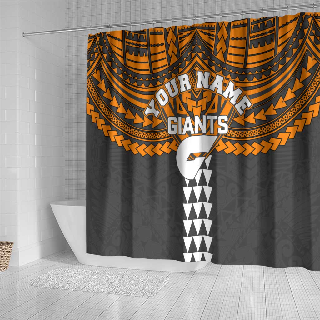 Personalized GWS Giants Shower Curtain Polynesian Tribal Pattern Heritage Football