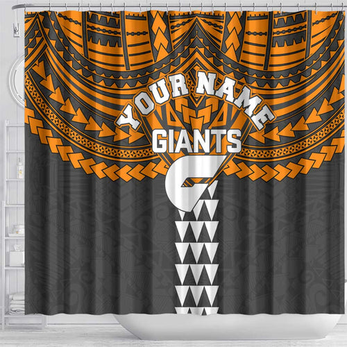 Personalized GWS Giants Shower Curtain Polynesian Tribal Pattern Heritage Football