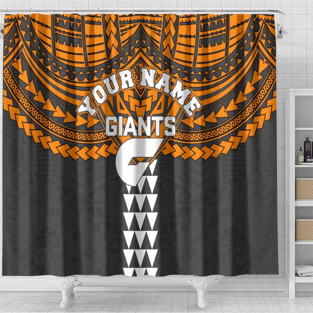 Personalized GWS Giants Shower Curtain Polynesian Tribal Pattern Heritage Football