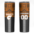Personalized GWS Giants Skinny Tumbler Polynesian Tribal Pattern Heritage Football