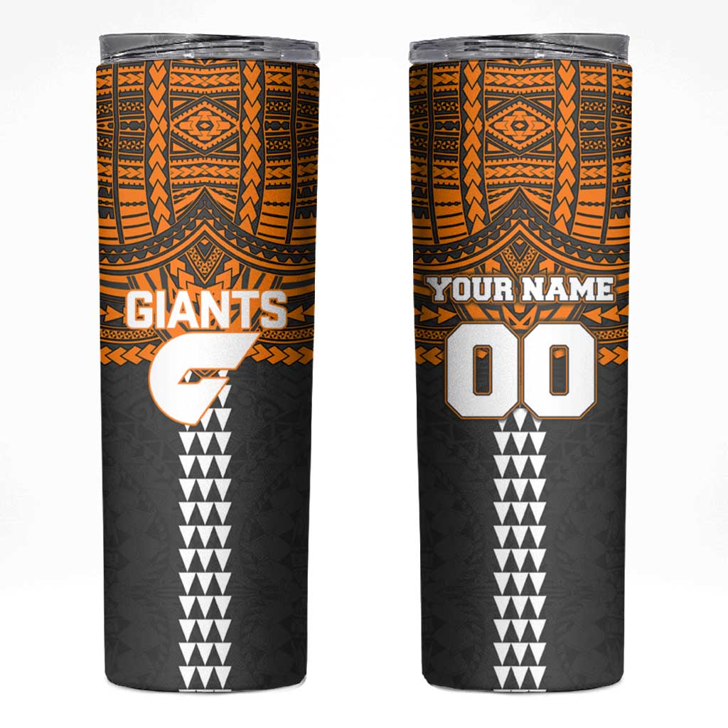 Personalized GWS Giants Skinny Tumbler Polynesian Tribal Pattern Heritage Football