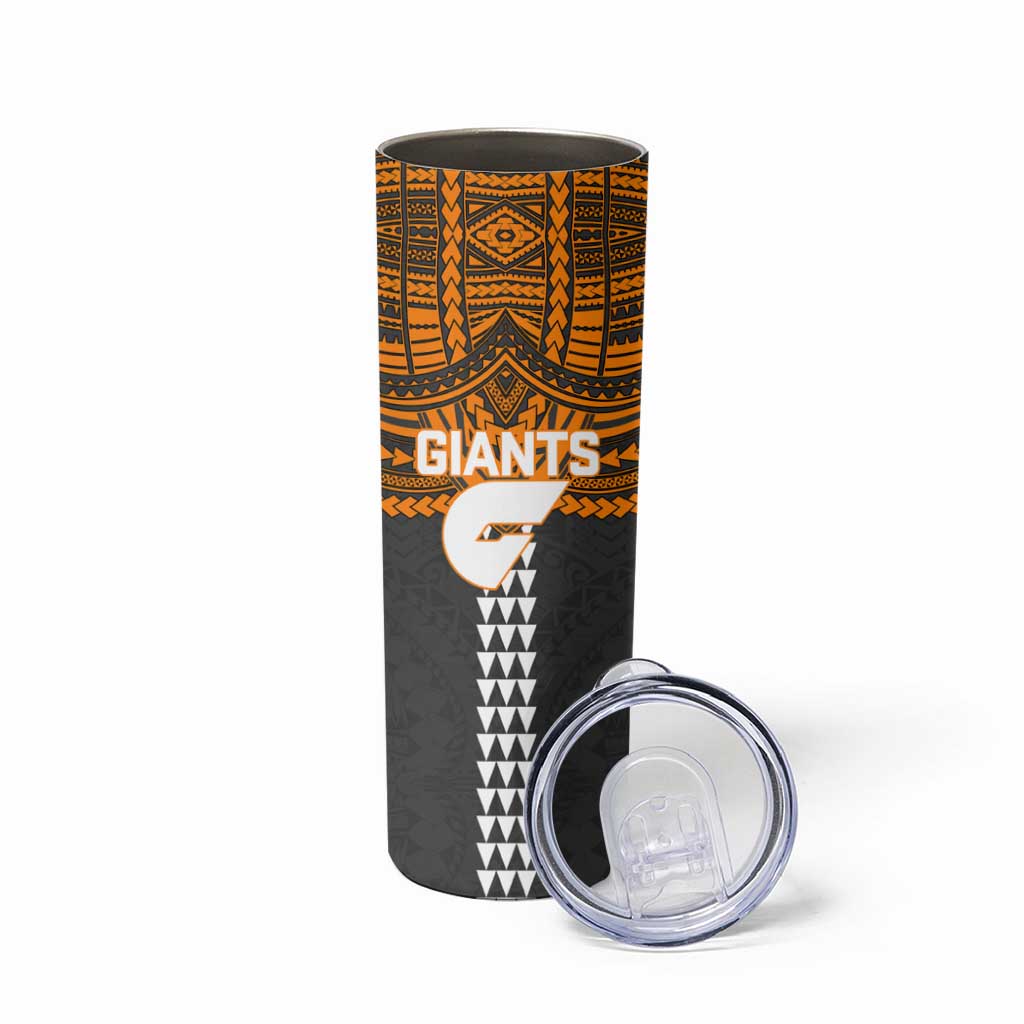 Personalized GWS Giants Skinny Tumbler Polynesian Tribal Pattern Heritage Football