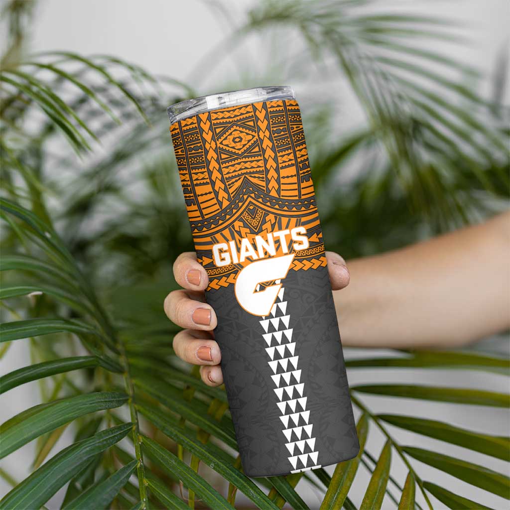 Personalized GWS Giants Skinny Tumbler Polynesian Tribal Pattern Heritage Football