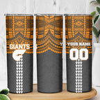 Personalized GWS Giants Skinny Tumbler Polynesian Tribal Pattern Heritage Football