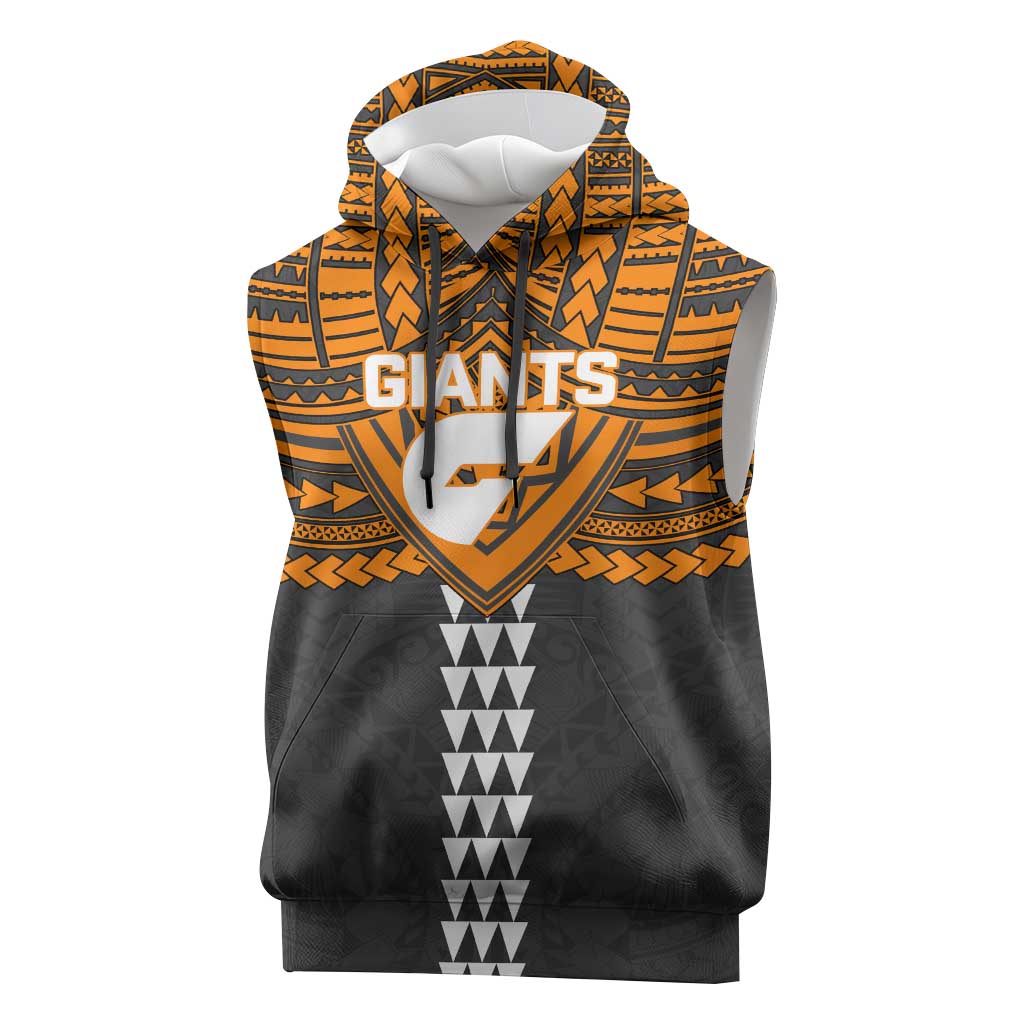 Personalized GWS Giants Sleeveless Hoodie Polynesian Tribal Pattern Heritage Football