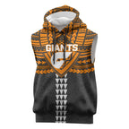 Personalized GWS Giants Sleeveless Hoodie Polynesian Tribal Pattern Heritage Football